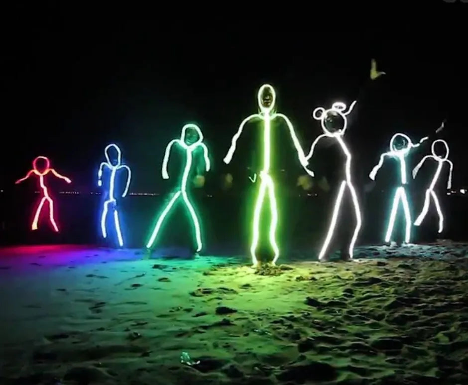 Stick-Figure GlowMotion™ Kombination - Erleuchte die Nacht – perfekt für Partys und Spaß mit einem einzigartigen Kostüm!