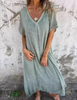 🌸 Damen Fashion V-Ausschnitt Baumwoll-Leinen Kleid – Elegant & Bequem 🌸