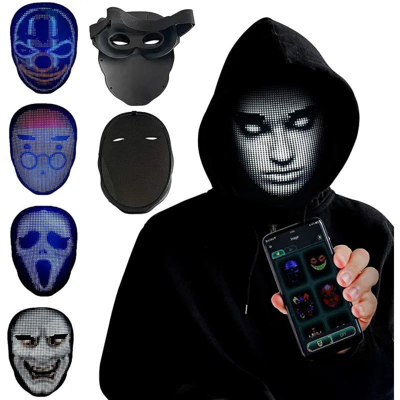 LumoMask™ Partymaske mit Farbwechsel-LED mit Ganzkörperfarben